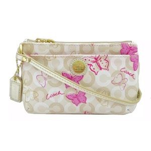 Coach Waverly Ivory Butterfly Signature wristlet